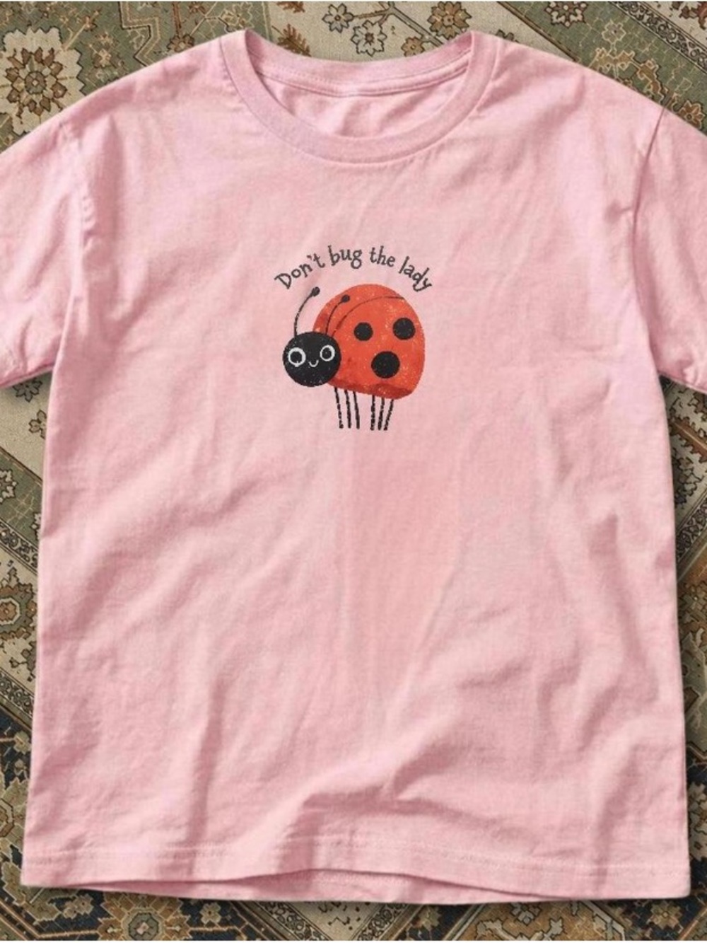 Gildan Light Pink T‑Shirt with Ladybug Graphic